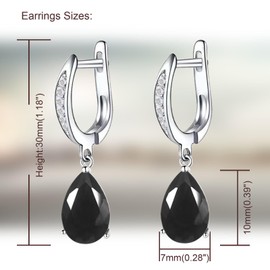 Salanda CZ Drop Earrings for Women, 18K White Gold Plated Dangle Earrings Hypoallergenic Cubic Zironia Pendant Earrings for Women Black 7 * 10MM