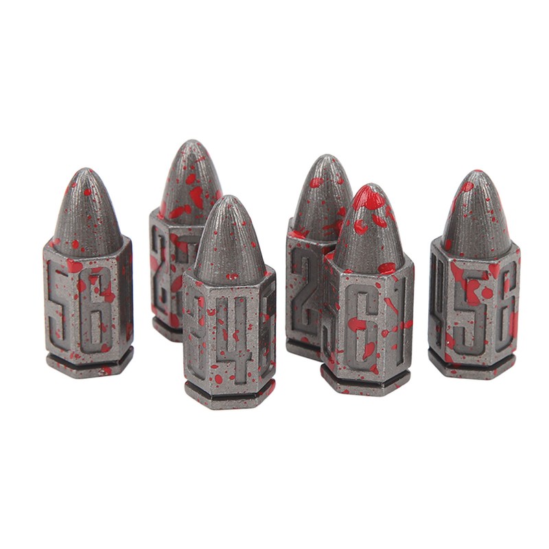 6 Pcs Bullet Metal Dice Set Micro Polyhedral Bloodstained Bullet