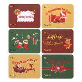 120pcs Label Stickers, Cute Christmas Celebration Gift Tags Stickers Large Santa Name Labels Self-Adhesive Stickers for Wrapping Present Decoration Supplies