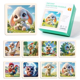 8 Packs Wooden Toddler Puzzles for Kids Ages 3-5, Jigsaw Puzzles for Toddlers 3-5, 6 Pcs Preschool Learning Educational Brain Teaser Boards Toys Gifts for 3 4 5 6 Year Old Boys Girls (Pet)