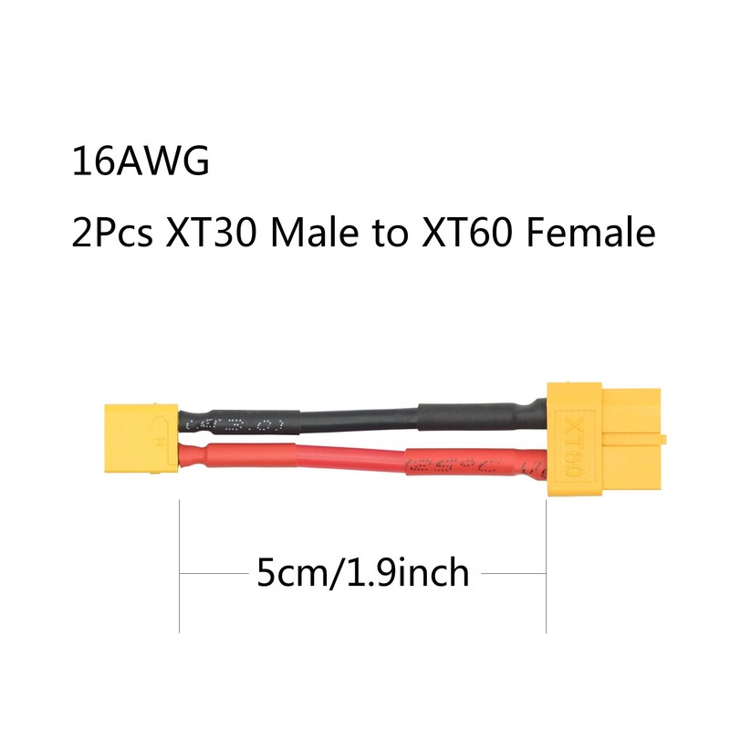 2Pcs Short XT30 Male to XT60 Female Connector Adaptor Plug