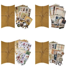 Vintage Scrapbooking Paper, Retro Sticker Diary, Scrapbook Washi Stickers Set, Journaling Paper Accessories for Decoration Scrapbook DIY Craft Art Photo Album, 120 Pieces