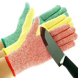 TruChef Cut Resistant Gloves - 3 Pack, Food Grade, Fits both hands, Level 5 Protection, Large