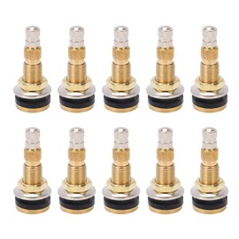 Akozon Pack of 10 Air Liquid Tubeless Tyre Valve Stems 1 7/8 Inch TR618A Brass Valve Stem Replacement for Tractor 0.625 Inch Valve Hole