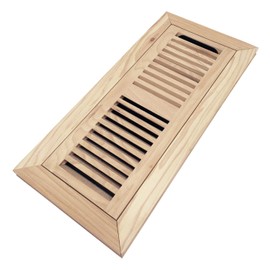 Homewell Hickory Wood Floor Register, Flush Mount Floor Vent Cover, 4X14 Inch, with Damper, Unfinished