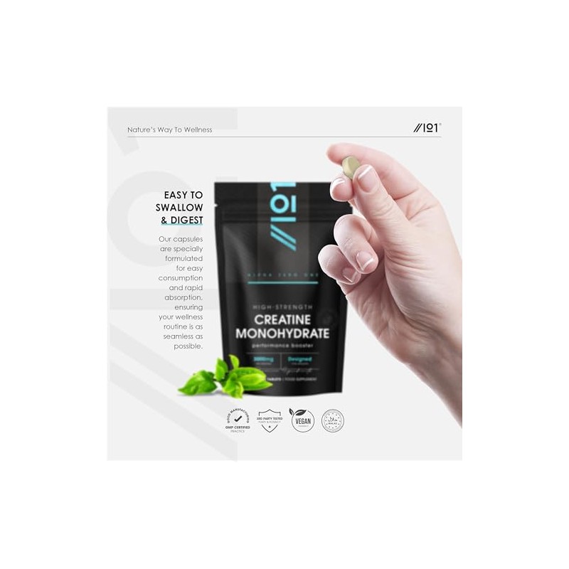 Creatine Monohydrate 3000mg – 90 Vegan Tablets – Proven to