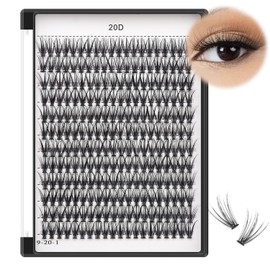Bodermincer Lash Extension 240pcs D Curl 20D Cluster Individual Cluster Lashes (20D-D Curl-18mm)