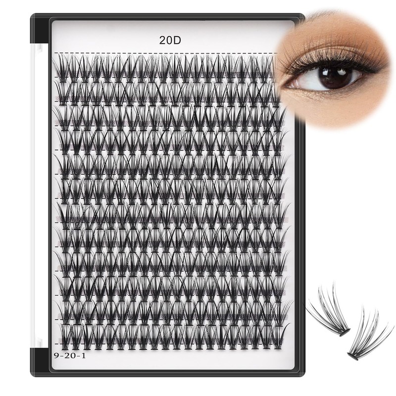 Bodermincer Lash Extension 240pcs D Curl 20D Cluster Individual Cluster
