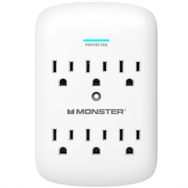 Monster Wall Tap Plug 6-Outlet Extender with Outlet Surge Protector for Home, Travel, Office, Home Appliances, Computers, and Smart Phone Devices – 300J and ETL Listed