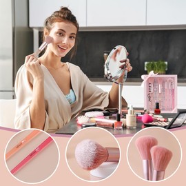 Make up brush set, 5 make-up brushes for every make-up step, set with powder brush, cheek brush, flat foundation brush, concealer brush and eyeshadow brush