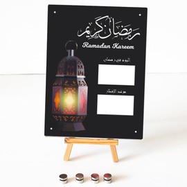Ramadan Countdown Calendar Acrylic Countdown Calendar Decorations Handwritten Reusable Table Calendar DIY Eid Mubaraks Ornament for Home Ramadan Table Decoration