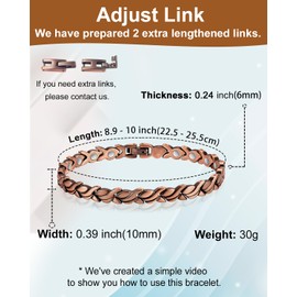 EnerCoppeX Copper Ankle Bracelet for Women, Magnetic Pure Solid 99.99% Copper Lymph Detox Anklet, 3500 Gauss Effective Magnet (CAC-0055Q)