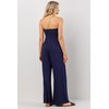 LaClef Womens Strapless Ruched Maternity Jumpsuit with Pockets, Medium, Navy