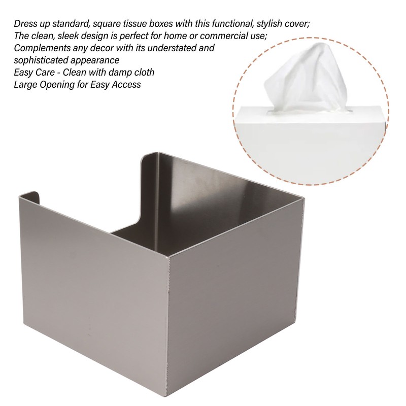 Stainless Steel Tissue Box Square Tissue Holder Large Opening Napkin