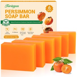 forvirgeen 6PCS Persimmon Soap Bar for Body Odor Control，Natural Refreshing Body Bar Soap for Old People Smell, Eliminating Body Odor, Deep Cleaning Body Face Deodorizing Odor for All Skin Type