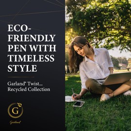 Garland Recycled Metal Twist Pen - Made in USA - Eco-Friendly Pen for Gifts, Professional, Post-Consumer Recycled Metal With Recycled Gift Box, Refillable with Universal #1 Refill - Black & Chrome