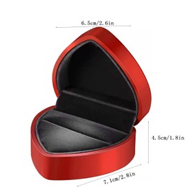 Spldsun Ring Box Heart Shape, Velvet Ring Box, Wedding Ring Box, Jewellery Boxes, Gift Box for Wedding, Engagement Ring, Valentine's Day (Red)