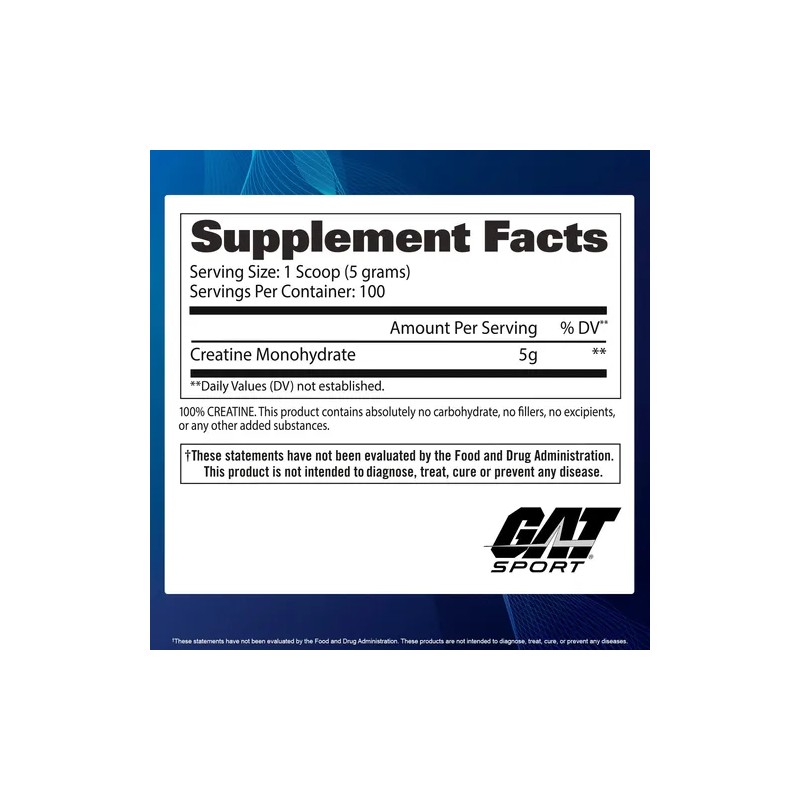 Creatina Gat Sport 500g Monohidratada - 100 Servicios