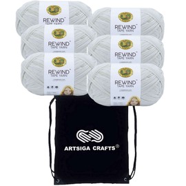 Lion Brand Rewind Elm 523-98 (6-Skeins - Same Dye Lot) Chunky Bulky #5 Polyester, Viscose Yarn for Crocheting and Knitting with Project Bag