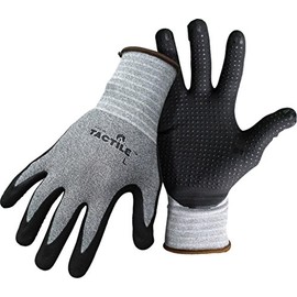 BOSS 8445L 656731 Tactile Dotted Dipped Nitrile Palm Glove, Large, Black/Gray
