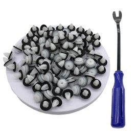 120Pcs Door Panel Clips with 1Pc Fastener Remover Tool - for Toyota Sequoia, Camry, Corolla, Sienna, Tundra, Tacoma; Scion - Replace 90467-10188 Car Door Trim Clips and Fasteners (Blue/White&BLack)