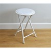 Harbour Housewares Round Compact Folding Stool Seat - White -