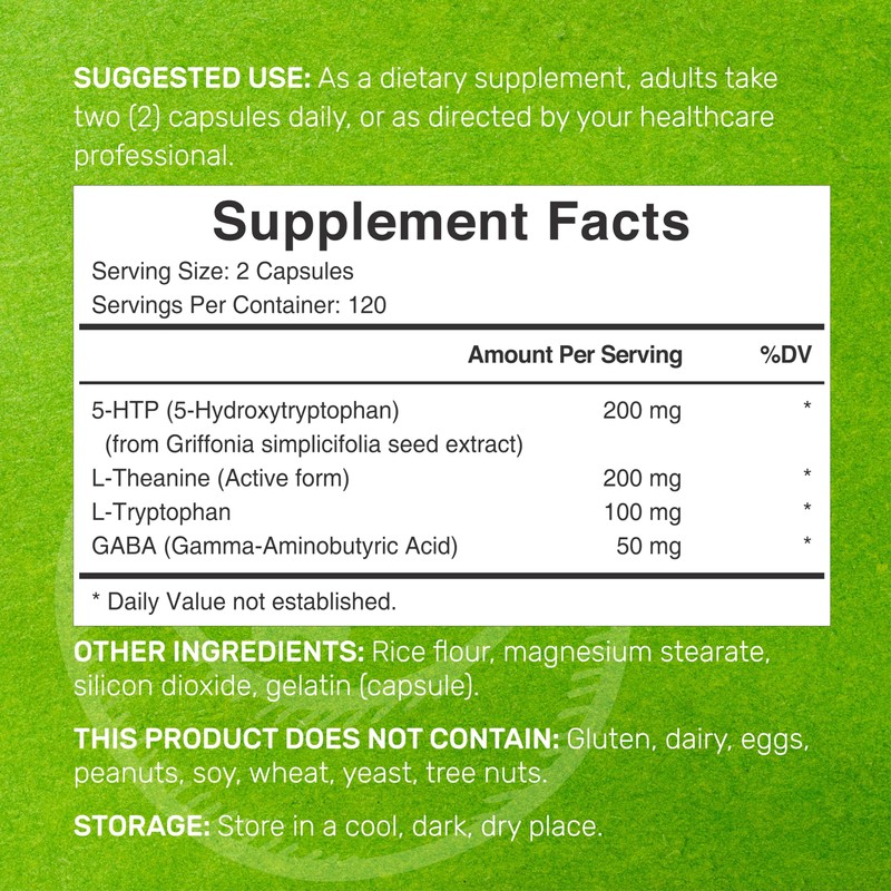 Deal Supplement 5-HTP 200mg Per Serving, 240 Capsules, 98% African