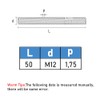 GUEEYUAW Threaded Rod M12 × 50 mm 304 Stainless Steel