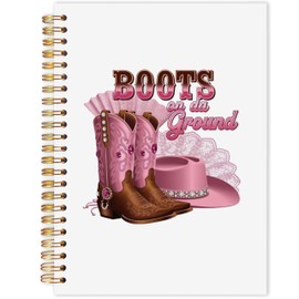AQYIP Pink Western Spiral Notebook, Peppy Cowgirl Journal, Cowgirl Gifts for Women, Western Office Supplies, Trendy Girly Notebook for Note Taking, 5.5x8.3 Inch