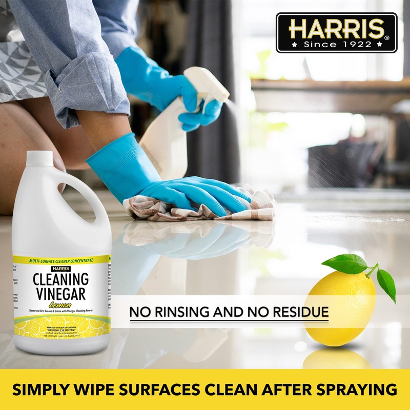 HARRIS Cleaning Vinegar All Purpose Household Multi-Surface Cleaner, 128oz (Lemon)