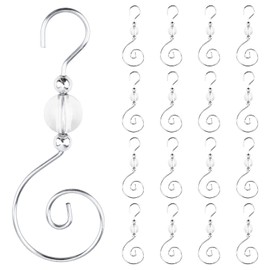 INCREWAY Wire Ornament Hooks, 30 Pcs Silver S-Shaped Christmas Tree Hanger Hooks Metal Decoration Hooks with Clear Round Crystal Beads for Party, Home Decor (Silver Hook & Transparent Bead)