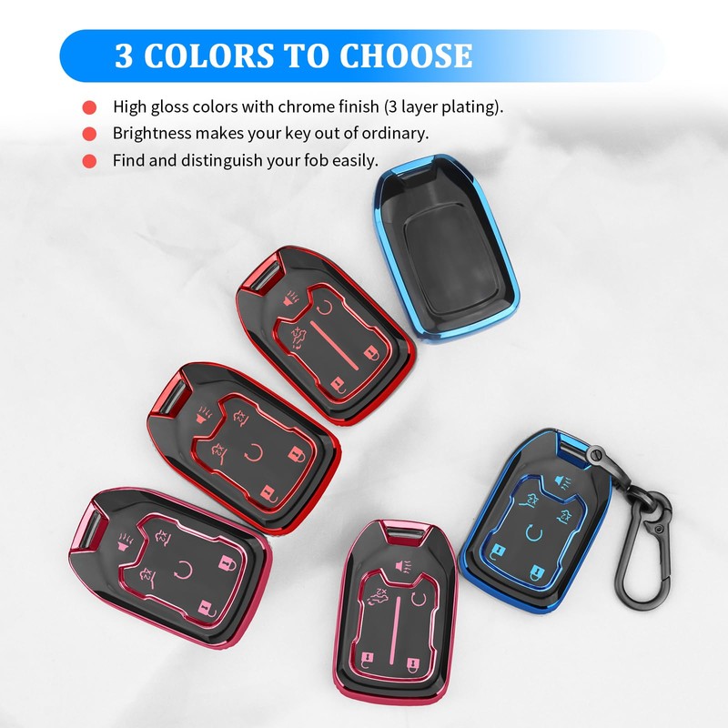 QBUC for GMC Key Fob Cover with Keychain,5 Button Soft