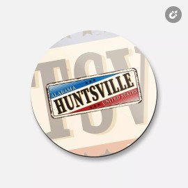 Unbranded Huntsville City Alabama USA Grunge Retro | 4'' X 4'' Round Decorative Magnet