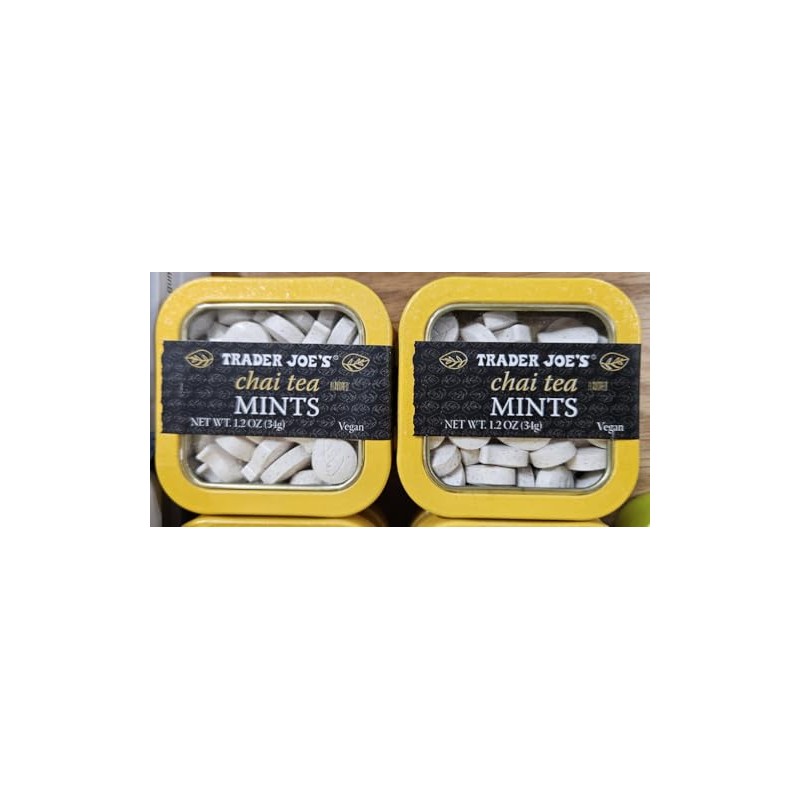 Trader Joe Chai Tea Vegan Mints 1.2oz 34g (Two Tins)