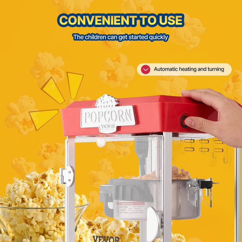 VEVOR Popcorn Maker, 480W Popcorn Popper Machine, 4 Oz Kettle