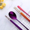 Buyer Star 4 color Square Chopsticks and Spoons Set Metal