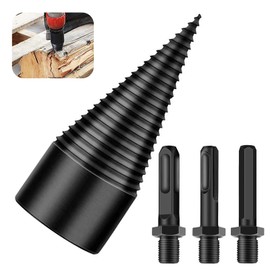 Wood Splitter Drill, Drill Cone Wood Splitter with 3 Drill Handles, Hexagonal/Square/Round, Firewood Drill for Firewood, Wood Splitter, Drill, Step Drill - 32 mm