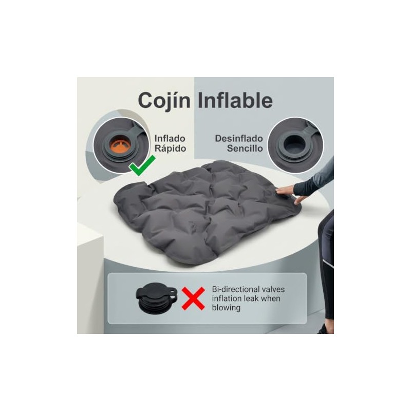 Cojín Inflable para Asiento de Avión y Viajes Largos, Portátil