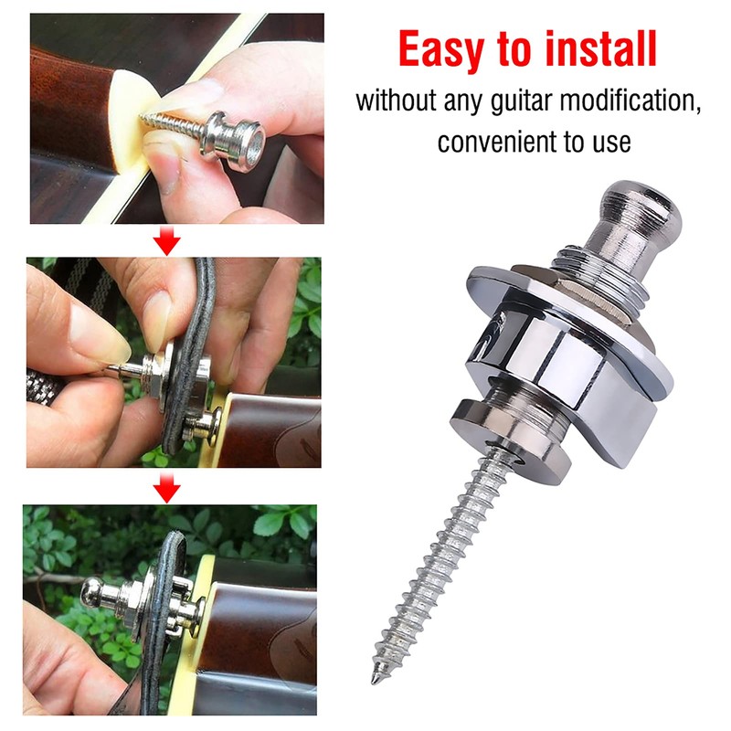 2Pcs Guitar Strap Lock Metal Button Strap Lock Straplocks Strap