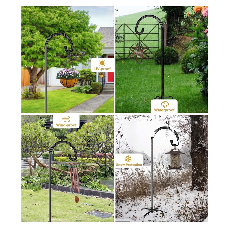 Derkniel Shepherd Hook 60 Inch Tall Heavy-Duty Metal Garden Hanging