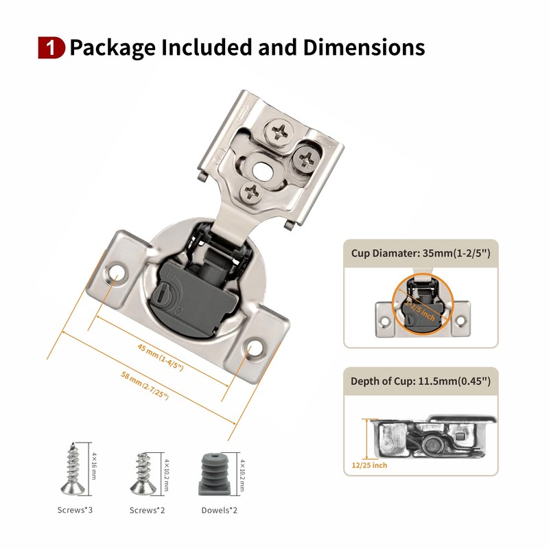STIANC 50 Pack 1/2" Overlay 4D Soft Close Hinges for