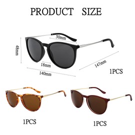 3PCS Women's Polarised Sunglasses Lightweight Scratch-Resistant Lenses, Polarised Sun Glasses for Women Protection, Stylish Comfortable for Driving, Travel, Hiking, Beach, Daily & Outdoor Wear