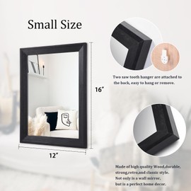 AAZZKANG Wall Mirror Black Rectangle Mirrors for Wall with Wood Framed Decorative for Bedroom Bathroom Living Room Farmhouse Entryway Hanging Small