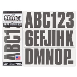Stiffie UNILINE 3" Alpha-Numeric Registration Identification Numbers Stickers Decals for Boats & Personal Watercraft (Gunmetal)