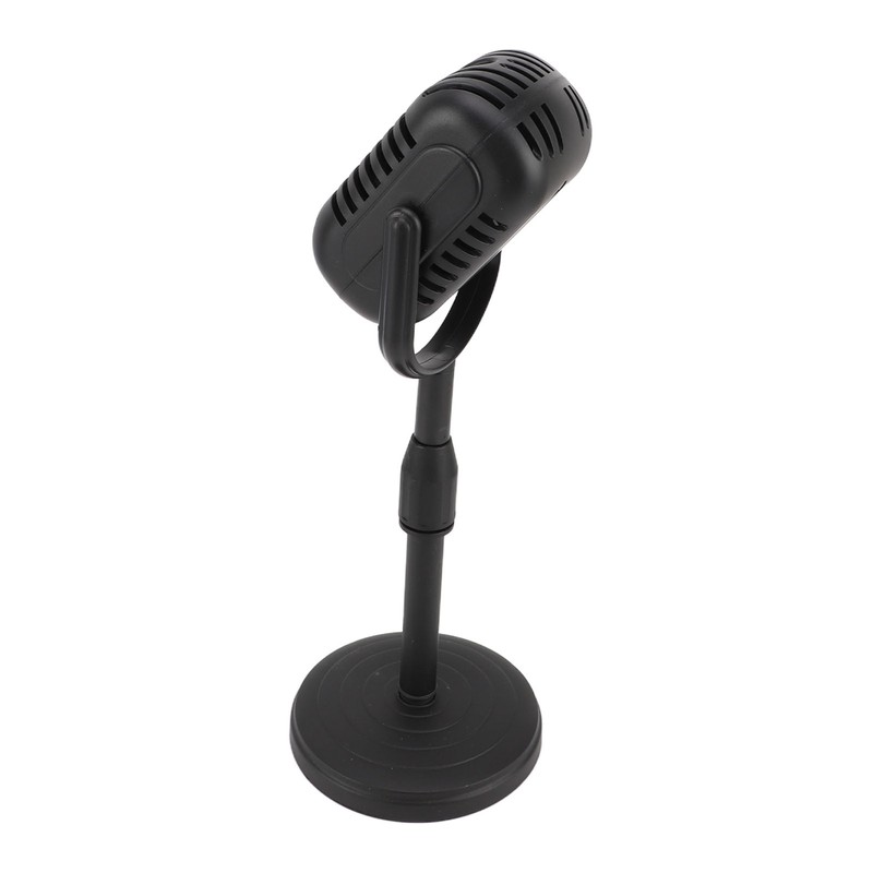 Antique Microphone Decor with Stand Black Realistic Lightweight Retro Microphone