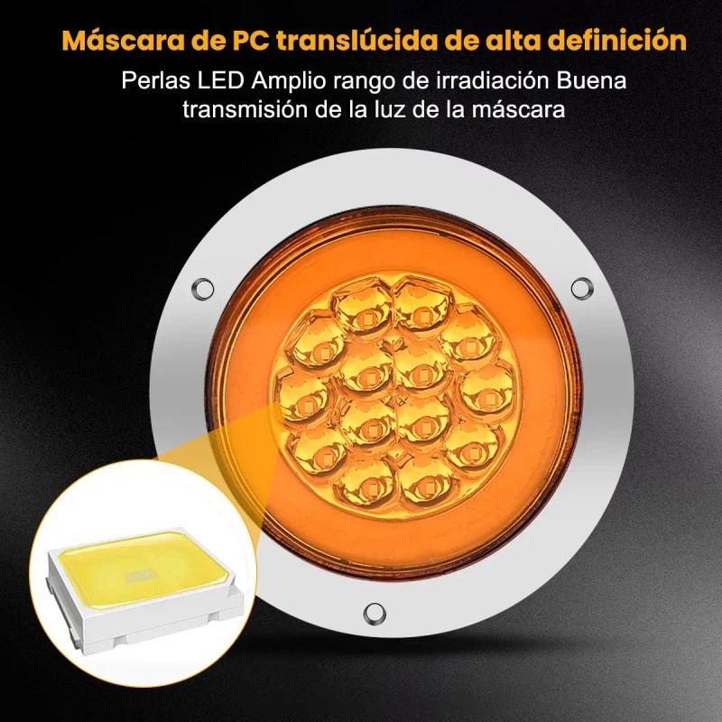 4 Plafones 14 Led Redondo Camion Estrobo 3 Funciones 12-24v