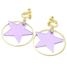 Paris Kids Circle Glitter Color Star Earrings, purple