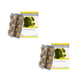Alfavet HepatoSan 1600 | Double Pack | 2 x 32 Tablets | Diet Supplementary Feed for Larger Dogs | To Support Liver Function in Chronic Hepatic Insufficiency