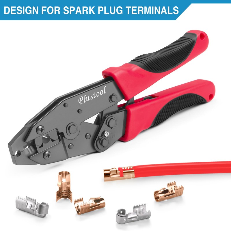 Plustool Crimping Tool for Spark Plug Ignition Wire, 8.5mm Ratchet
