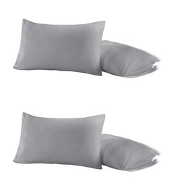 GOHAR HOME Pillow Cases 4 Packs 100% Soft Microfiber Pillowcase. Long Lasting Colors, Fade & Wrinkle Resistant Pillowcases (Grey)
